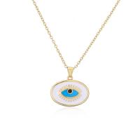 Evil Eye Jewelry Necklace, Brass, gold color plated, for woman & enamel Approx 17.7 Inch 