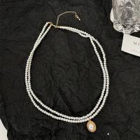 Plastic Pearl Necklace, with Zinc Alloy, Oval, gold color plated, fashion jewelry & for woman Approx 18 Inch 