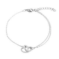 Zinc bracelets en strass en alliage , alliage de zinc, avec 1.96inch chaînes de rallonge, coeur, Placage de couleur platine, pour femme & avec strass & creux Environ 6.3 pouce, Vendu par PC