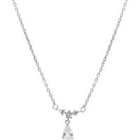 Zinc Alloy Cubic Zirconia Necklace, with 1.96inch extender chain, Teardrop, platinum color plated, oval chain & micro pave cubic zirconia & for woman Approx 15.7 Inch 