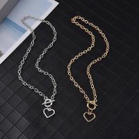 Zinc Alloy Necklace, Heart, plated, oval chain & for woman & hollow Approx 15.7 Inch 