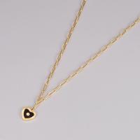 Enamel Zinc Alloy Necklace, with 1.96inch extender chain, Heart, gold color plated, for woman Approx 17.7 Inch 