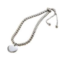 Stainless Steel Jewelry Necklace, 304 Stainless Steel, Flat Round, Vacuum Ion Plating, ball chain & for woman Approx 7-9.8 Inch 