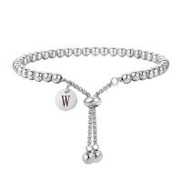 Stainless Steel Charm Bracelet, 304 Stainless Steel, ball chain & with letter pattern & for woman, original color Approx 7-9.8 Inch 