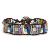 Gemstone Bracelets, Natural Stone, with PU Leather & Zinc Alloy, for woman 16mm cm 