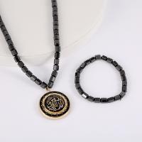 Hematite Necklace, with Zinc Alloy, Unisex & enamel & with rhinestone, mixed colors Approx 45 cm 