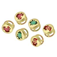 Brass Slide Charm, gold color plated, Christmas Design & fashion jewelry & DIY & micro pave cubic zirconia Approx 2mm 