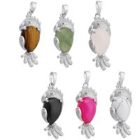 Gemstone Brass Pendants, with Gemstone, silver color plated, fashion jewelry & DIY 