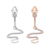 Stainless Steel Belly Ring, 304 Stainless Steel, with Cubic Zirconia & Brass, Snake, Galvanic plating, for woman & faceted 50-80mm 