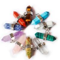 Gemstone Jewelry Pendant, Natural Stone, with Zinc Alloy, platinum color plated & Unisex 29- 