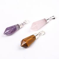 Gemstone Jewelry Pendant, Natural Stone, with Zinc Alloy, Conical, platinum color plated & Unisex 