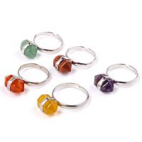 Gemstone Zinc Alloy Finger Ring, Natural Stone, with Zinc Alloy, platinum color plated & Unisex Inner Approx 18mm 