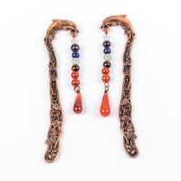 Gemstone Hair Stick, with Brass, antique copper color plated, vintage & for woman, multi-colored 