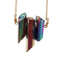Quartz Necklace, Clear Quartz, with Zinc Alloy, plated, Unisex, multi-colored Approx 30 Inch 