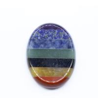 Gemstone ювелирные изделия Кулон, Полудрагоценный камень, эллипс, полированный, Лоскутное & разные стили для выбора, разноцветный продается PC