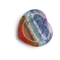 Edelstein Thumb Worry Stone, Herz, poliert, Patchwork & Massage, gemischte Farben, 38x40mm, verkauft von PC