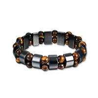 Bracelets magnétiques de pierre gemme, oeil de tigre, avec Hématite, bijoux de mode & unisexe, Diamètre inté Environ 55mm, Vendu par PC