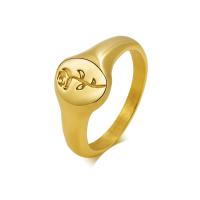 Stainless Steel Finger Ring, 304 Stainless Steel, fashion jewelry & with flower pattern & for woman, golden, 9.8mm 