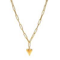 Stainless Steel Jewelry Necklace, 304 Stainless Steel, with 1.97inch extender chain, Heart, Vacuum Ion Plating, fashion jewelry & for woman, golden, 11mm Approx 17.7 Inch 