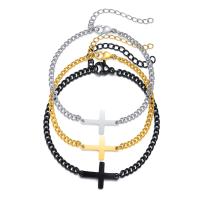 Bracelet en acier inoxydable, Acier inoxydable 304, avec 1.97inch chaînes de rallonge, croix, bijoux de mode & pour femme, plus de couleurs à choisir Environ 6.3 pouce, Vendu par brin