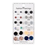 Zinc Alloy Stud Earring Set, plated, 12 pieces & fashion jewelry & for woman & with rhinestone 