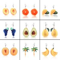 Acrylic Drop Earring, Zinc Alloy, with Acrylic, Fruit, silver color plated, fashion jewelry & for woman 