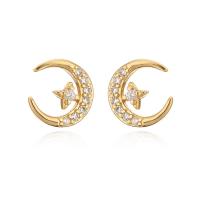 Cubic Zirconia Micro Pave Brass Earring, gold color plated & micro pave cubic zirconia & for woman & enamel 