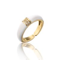 Cubic Zirconia Micro Pave Brass Finger Ring, gold color plated, micro pave cubic zirconia & for woman & enamel 18mm 