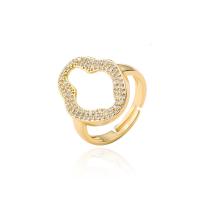 Cubic Zirconia Micro Pave Brass Finger Ring, gold color plated, micro pave cubic zirconia & for woman, 18mm 
