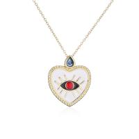 Cubic Zircon Micro Pave Brass Necklace, Heart, gold color plated, micro pave cubic zirconia & for woman & enamel Approx 17.7 Inch 
