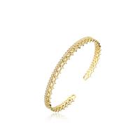 Brass Cuff Bangle, gold color plated, micro pave cubic zirconia & for woman, 60mm 
