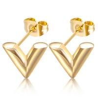 Stainless Steel Stud Earring, 304 Stainless Steel, Letter V, Vacuum Ion Plating, fashion jewelry & for woman 