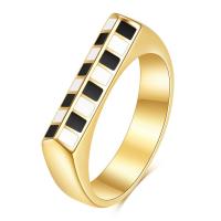 Stainless Steel Finger Ring, 304 Stainless Steel, Vacuum Ion Plating & for woman & enamel, gold, 5mm, US Ring 