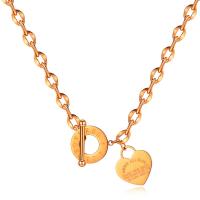 Stainless Steel Jewelry Necklace, 304 Stainless Steel, Heart, Vacuum Ion Plating, with letter pattern & for woman & hollow Approx 19.6 Inch 