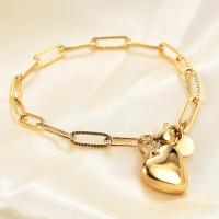 Stainless Steel Charm Bracelet, 304 Stainless Steel, Heart, Vacuum Ion Plating, fashion jewelry & for woman Approx 7.6 Inch 