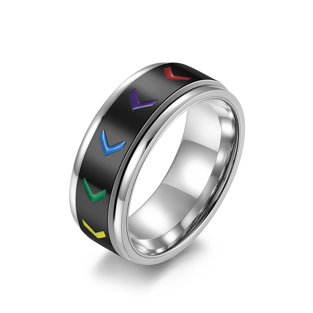 Esmalte de acero inoxidable anillo de dedo, acero inoxidable 304, Recubrimiento iónico al vacío, rotativo & unisexo & diverso tamaño para la opción, más colores para la opción, tamaño:7-11, Vendido por UD