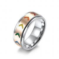 Enamel Stainless Steel Finger Ring, 304 Stainless Steel, Vacuum Ion Plating, rotatable & Unisex US Ring 