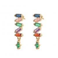 Brass Drop Earring, Heart, gold color plated, micro pave cubic zirconia & for woman & hollow, multi-colored 