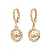 Huggie Hoop Drop Earring, laiton, Placage de couleur d'or, pavé de micro zircon & pour femme & creux Vendu par paire