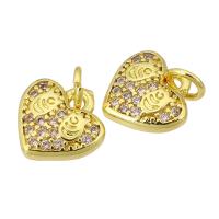 Cubic Zirconia Micro Pave Brass Pendant, Heart, gold color plated, fashion jewelry & DIY & micro pave cubic zirconia, golden Approx 2mm 