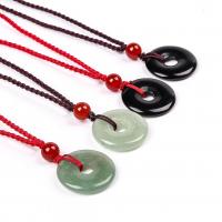 Gemstone Necklaces, Natural Stone, with Knot Cord, Donut, Unisex 25mm Approx 38 cm 