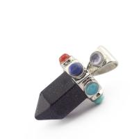 Gemstone Jewelry Pendant, Natural Stone, with Zinc Alloy, Conical, platinum color plated & Unisex 