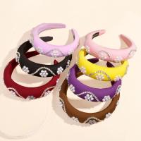 Hair Bands, Polyester, with Sponge & Plastic Pearl, handmade, Korean style & for woman & with rhinestone 