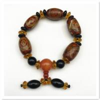 Wrist Mala, Tibetan Agate, with Glass Beads & Resin, polished, fashion jewelry & Unisex Approx 8.27 Inch 