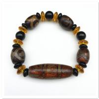 Tibetan Agate Buddhist Beads Bracelet, with Glass Beads & Resin, polished, fashion jewelry & Unisex & anti-fatigue 15*13mm,40*14mm Approx 8.27 Inch 