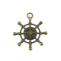 Zinc Alloy Ship Wheel & Anchor Pendant, plated, DIY 35mm 