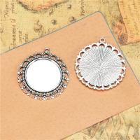 Zinc Alloy Pendant Cabochon Setting, Flower, plated, DIY 38mm, Inner Approx 25mm 