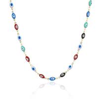 Evil Eye Jewelry Necklace, Brass, gold color plated & for woman & enamel, multi-colored Approx 17.7 Inch 
