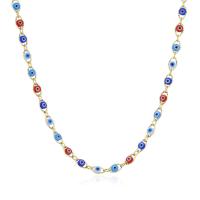 Evil Eye Jewelry Necklace, Brass, gold color plated, for woman & enamel Approx 17.7 Inch 