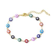 Evil Eye Jewelry Necklace, Brass, gold color plated & for woman & enamel, multi-colored Approx 17.7 Inch 